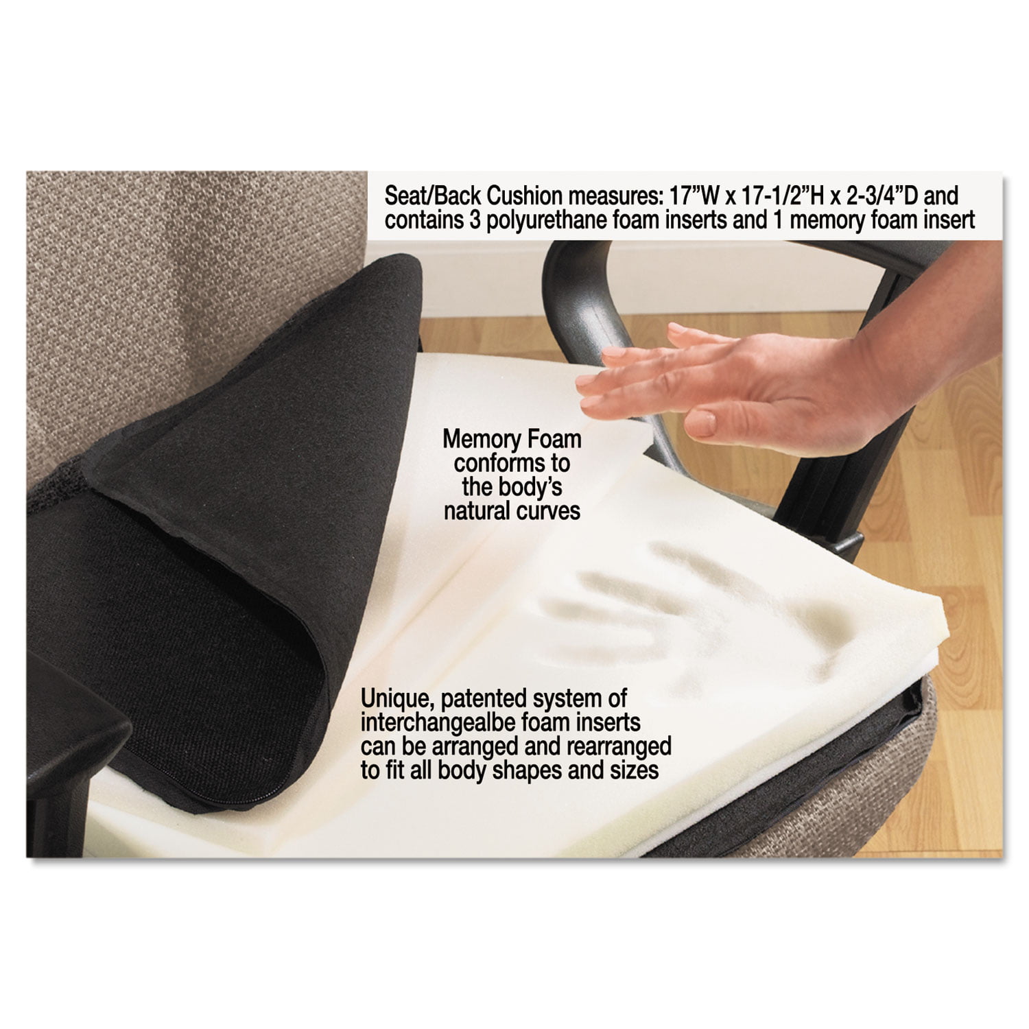 Master Caster ComfortMakers Memory Foam Deluxe Lumbar Support Cushion - Black