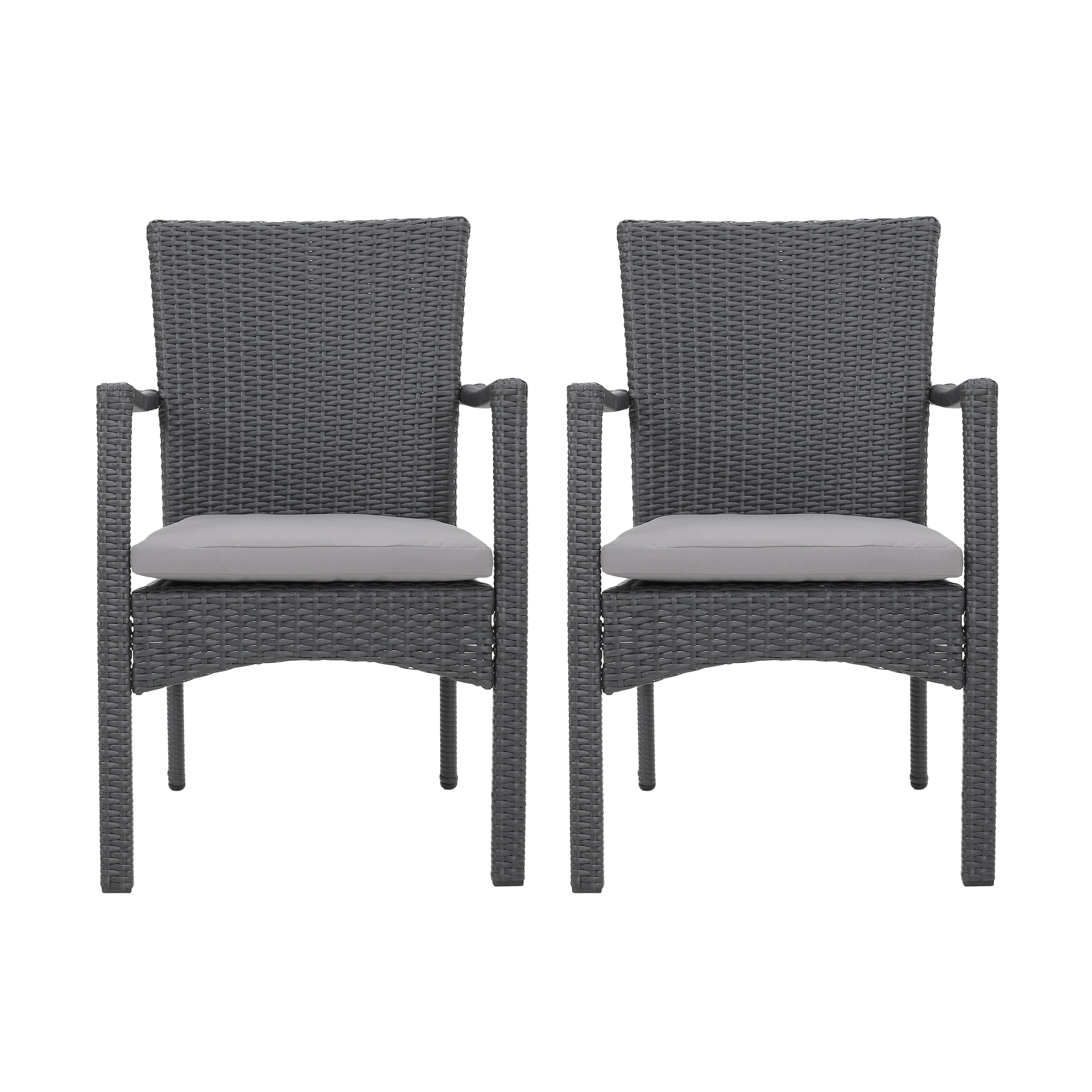 Outdoor Woven Surface Single Dining Chair, Casual Household Seat for Patio Garden, Gray