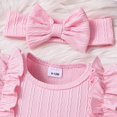 thumbnail image 5 of larppty Newborn Baby Girl Fall Outfit Bow Ruffle Long Sleeve Bubble Romper Long Pants Set Headband Infant 3Pcs Clothes, 5 of 7