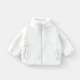 thumbnail image 2 of LIIPEE Girls Boys Plush Jackets Solid Color Long Sleeve Stand Collar Zip Up Thickened Fuzzy Jackets Infant Leisure Daily Coat,White,3-4 Years, 2 of 8