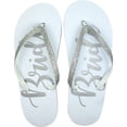 thumbnail image 1 of bridal flip flop; Adult Small/ Medium Glitter Silver Bride Flip Flops, 1 of 1