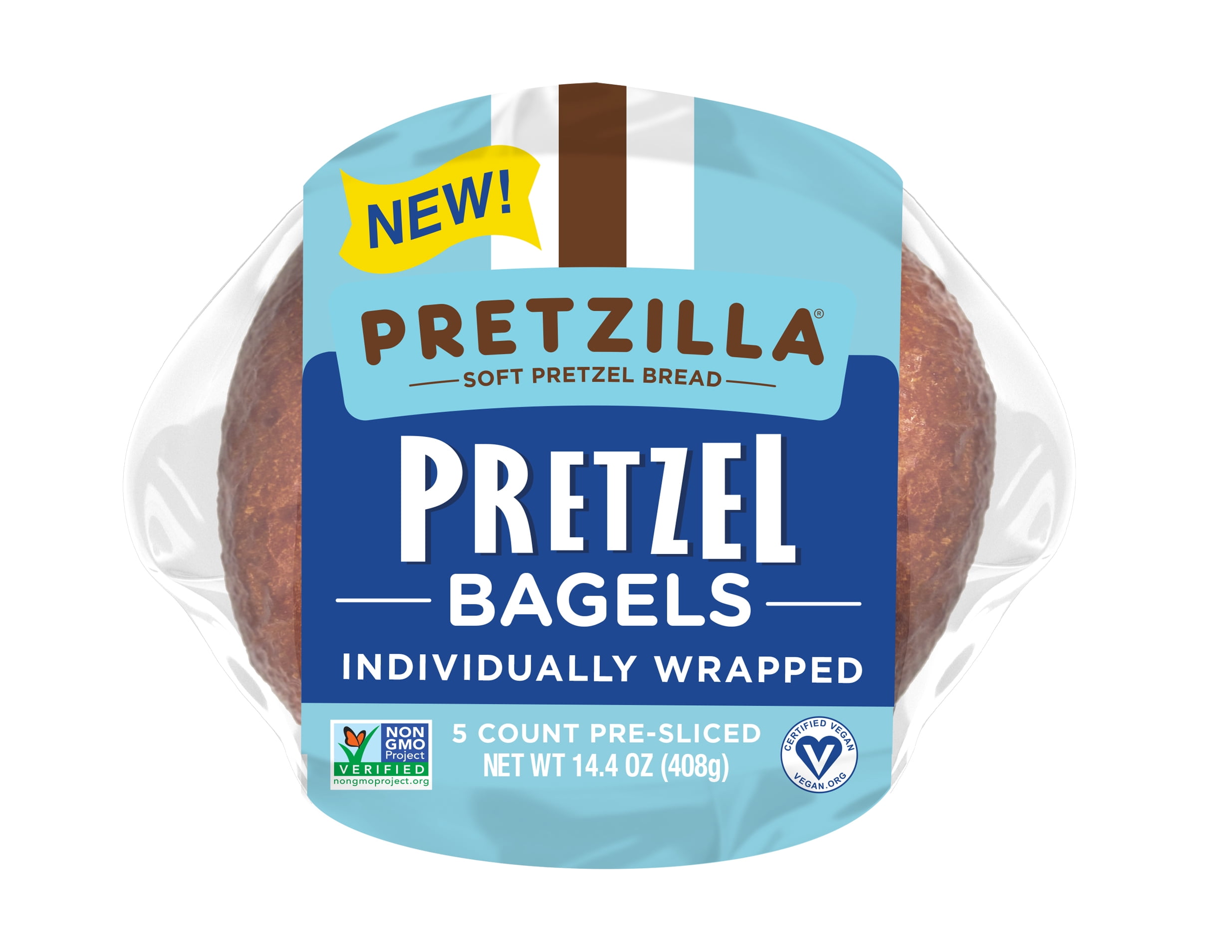 Pretzilla Soft Pretzel Bagels, Individually Wrapped, Vegan, Non-GMO, 14.4oz, 5 Count