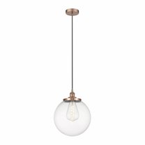 Innovations Lighting  Beacon - 1 Light 14" Cord Hung Mini Pendant Clear/Antique Copper