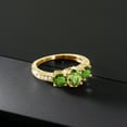 thumbnail image 3 of Gem Stone King 2.02 Ct Green Peridot Green Chrome Diopside 18K Yellow Gold Plated Silver Moissanite Ring (Size 8), 3 of 4