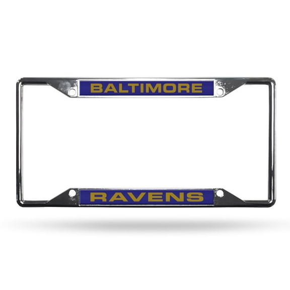 Baltimore NFL Ravens All Corner EZ View Chrome Metal Laser Cut License Plate Frame