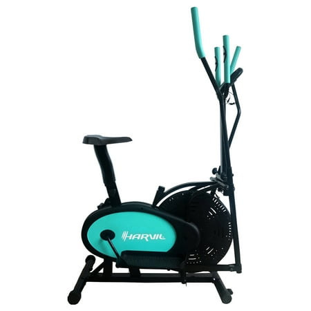 Harvil Elliptical Cross Trainer and Exercise Bike 2 in 1 with Pulse Rate Sensor Grips and Tension Adjustment