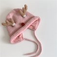 thumbnail image 2 of DHFJKG Newborn Baby Unisex Christmas Knitted Hats With Reindeer Ears Tie Back Adjustable Warm Beanie Autumn Winter Comfort Hats, 2 of 4
