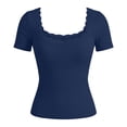 thumbnail image 4 of Tshirts Shirts for Women Short Sleeve Crew Neck Loose Fit Blue Summer Top Womens Top, 4 of 4