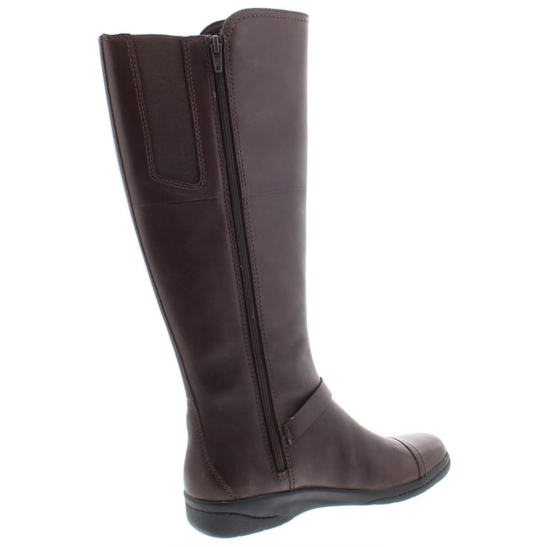 Clarks Womens Cheyn Lindie Faux Leather Riding Boots Brown 6 Medium B M