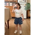 thumbnail image 4 of Loicainy Toddler Kids Girls Denim Shorts Outfits Set 12 18 24 Months 2T 3T 4T 5T Short Sleeve Crew Neck Flower T-shirt with Shorts Summer Clothes Sets, 4 of 9