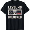 thumbnail image 1 of Level 40 Unlocked Funny Gamer 40th Birthday Party Humor Unisex T-Shirt K4012, S-5XL, 1 of 4