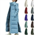 thumbnail image 1 of DDAPJ pyju Women's Winter Puffer Jackets Long Down Coats Zip Up Thickened Warm Coat Trendy Parka Outwear with Side Snap on Clearance Purple L, 1 of 4