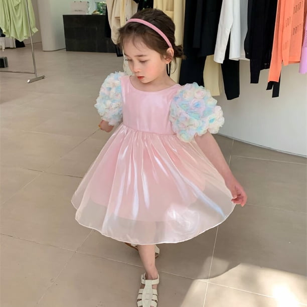 New Girls Sweet Dresses For Child Fluffy Puff Tutu Frocks Kids Princess Dress Birthday Party Gown Vestidos Baby Evening Clothes6-9M(Size 80) Gao Jinjia LED