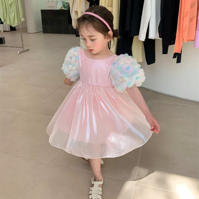 New Girls Sweet Dresses For Child Fluffy Puff Tutu Frocks Kids Princess Dress Birthday Party Gown Vestidos Baby Evening Clothes2T(Size 100) Gao Jinjia LED