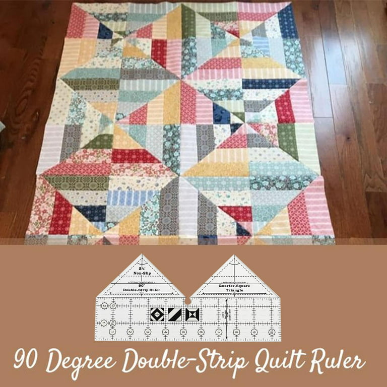 90 Degree Double Strip Quilt Ruler, 10 Inch Acrylic Quilting