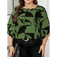 thumbnail image 2 of Cuteduck Women's Plus-Size Top With Five-Quarter Sleeves Women's Printed Crew Neck Shirt Top 1X-4X, 2 of 6