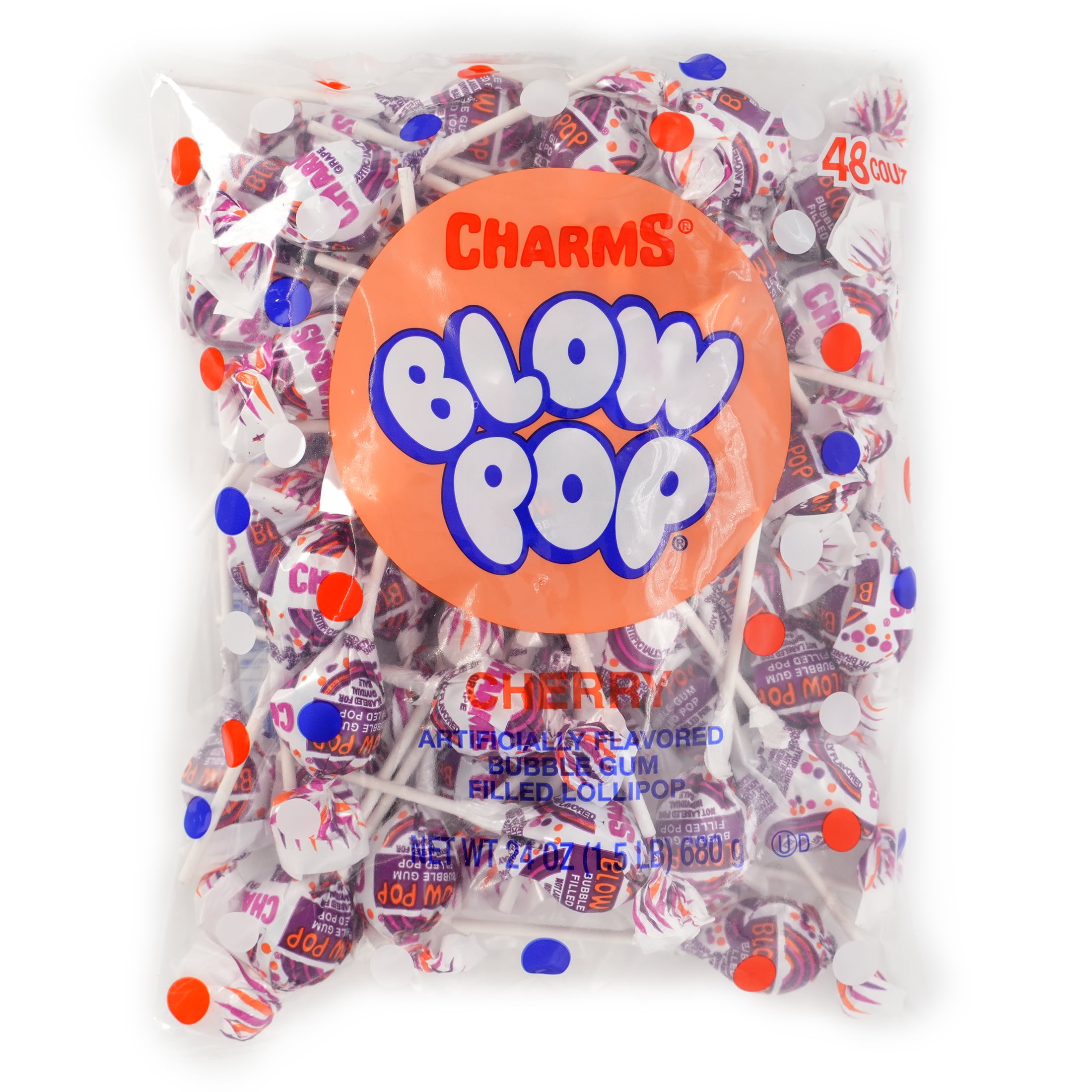 Charms Blow Pops, Grape 48 count, 50 calories 24 oz. Bag