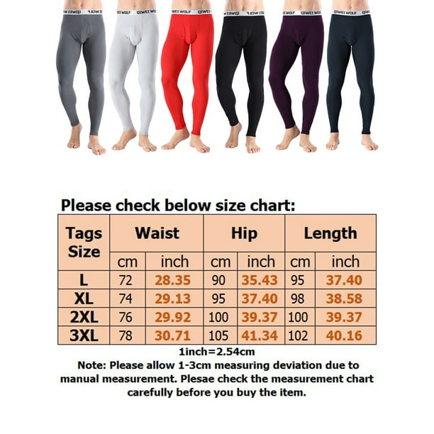LUXUR Mens Long Johns Winter Warm Thermal Pant Solid Color Leggings Extreme  Cold Bottoms Elastic Waist Underwear Navy Blue 3XL 