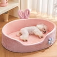 thumbnail image 4 of Princess Dog Bed Semi-Enclosed Pink Pet Mat Keeps Warm and Deep Sleeping All Seasons Super Soft Machine Washable Cat Bed ShopWise Round, 4 of 6