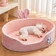 thumbnail image 4 of Princess Dog Bed Semi-Enclosed Pink Pet Mat Keeps Warm and Deep Sleeping All Seasons Super Soft Machine Washable Cat Bed ShopWise Round, 4 of 6