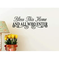 #2 Bless This Home and All who Enter 23 X 8 Vinyl Wall Quote Decal Sticker Welcome Home Calligraphy Wall Art Decor Cooking Kitchen Inspirational Decorative Lettering
