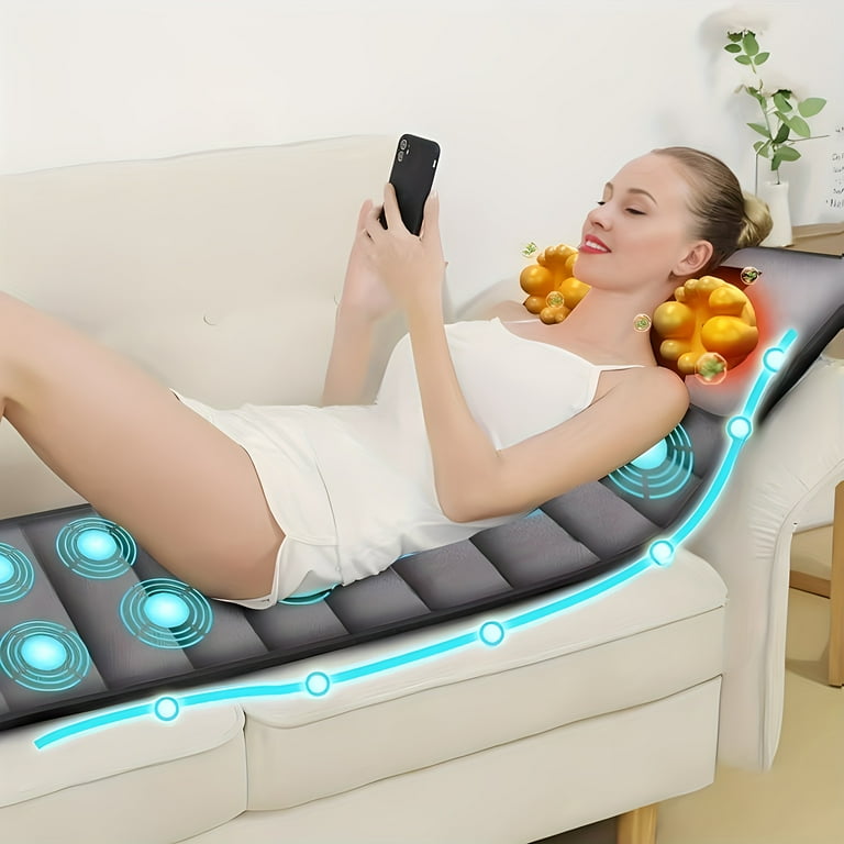 Whole Body Vibrating Massage Mat with Heat Therapy, 10 Vibrating Motors for  Neck, Back & Leg Massage, 110V US Plug Powered Unscented Massage Mattress  Pad with Manual Lumbar Support - Gray
