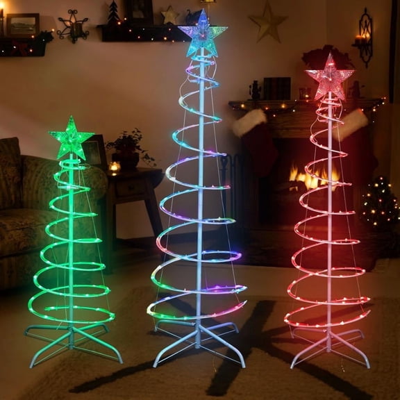 Spiral Christmas Tree, RGB Christmas Lights Tree Includes Remote Control for Color Change & Different Flashing Modes, Spiral Lighted LED Christmas Tree Outdoor Gifts for  Christmas Light Decorations