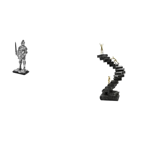 Figura de escritorio,Estatua de caballero,arte,artesanía,coleccionable,escritorio,oficina,Estatua de escalera,Estatua de escalera con libros para escalar,decoración artística,Escultura de