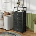 thumbnail image 2 of Tall 3 Drawers Dresser, Vertical Storage Tower for Bedroom, Hallway, Entryway, Nursery, Closet Organizer, Nightstand Bedside Table Furniture, Sturdy Steel Frame, Wood Top, 2 of 7