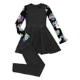 thumbnail image 3 of HULIJA Kids Girls 2pcs Swimsuit Long Sleeve Print Dress with Pants UPF 50+ Rash Guard Swimwear Black 12, 3 of 4