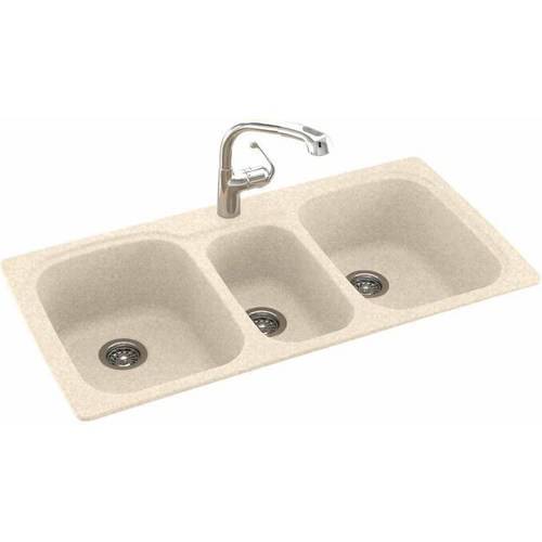Swan KSTB4422010 44" x 22" Swanstone TripleBasin Dual Mount Kitchen Sink, Available in