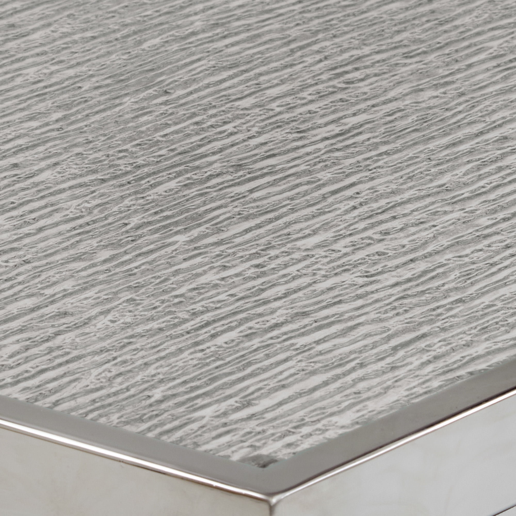 Weston Home Murray Chrome Finish End Table with Textured Glass Top