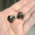 thumbnail image 3 of Pair of Solid Ear Plugs Organic Bone with Silver Spiral Design, 3 of 3