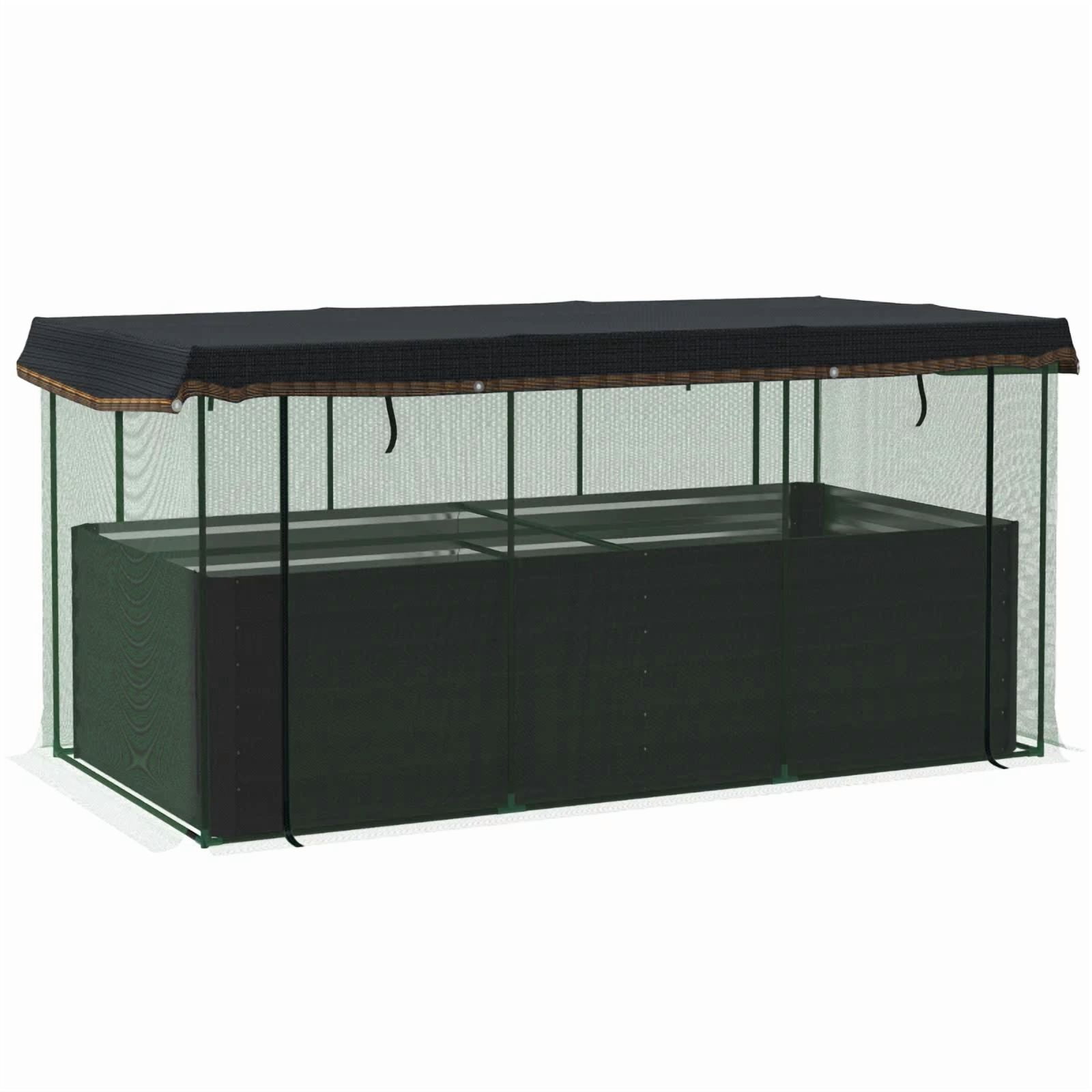 Raised Garden Bed, Galvanized Steel Planter Box with Crop Cage and Shade Cloth