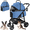 Blue, variant on LIFERUN Foldable 4 Wheels Pet Stroller for Small/Medium Dogs Cats up to 55lbs, 3-in-1 Dog Stroller, Detachable Carrier and One-Click Folding Design, Travel Puppy Cart, Gray