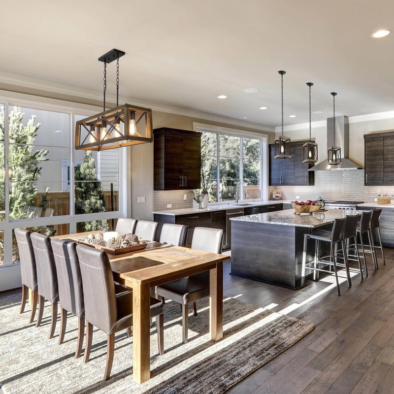 LNC 4-Light Wood Farmhouse Chandelier for Kitchen Island or Dining Room
