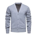 thumbnail image 2 of JTieacloth Casual Sweater Jackets Winter V Neck Cardigan Plus Fleece Thickened Knit Sweater(Gray), 2 of 5