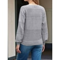 thumbnail image 3 of Women Knit Sweaters Fall V Neck Long Sleeve Pullover Casual Loose Sweater Grey XL, 3 of 4