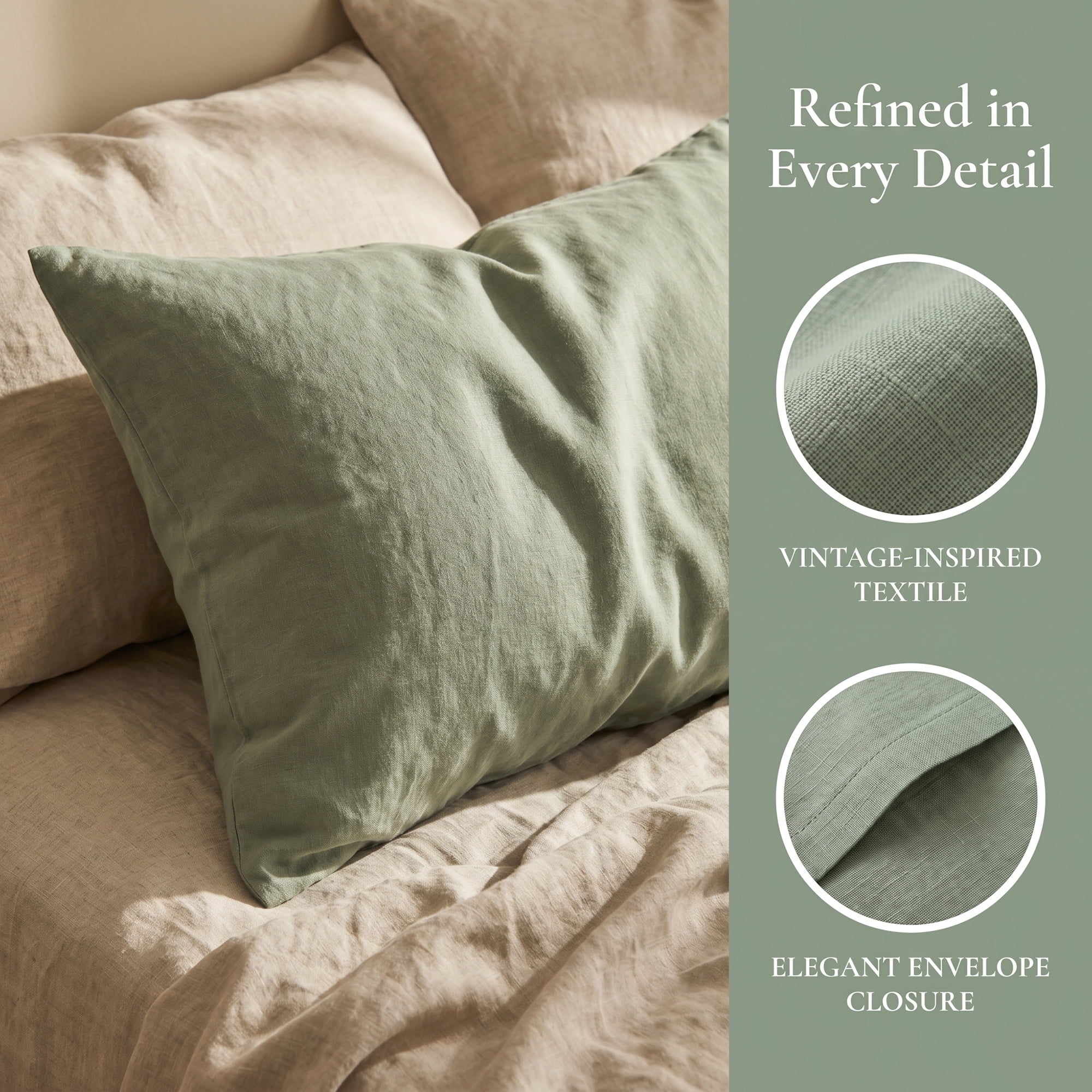 Unique Bargains 2 Pack Cotton Pillowcase Smooth Cooling Pillow Cases Envelope Closure Queen Green - Khaki