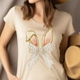 thumbnail image 4 of Bunny Ears Bow T-Shirt, Neutral Gingham Ribbon Spring Graphic Tee, Yellow, S, 4 of 6