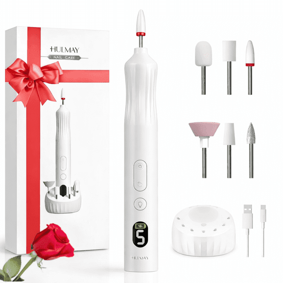 ELORTI Professional Electric Nail Drill & Nail Filer Electric - Cordless Rechargeable Manicure Kit with UV Light, 6 Bits for Home & Salon Use