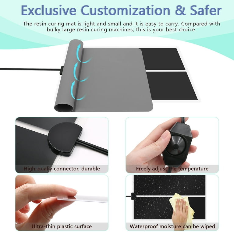 Resin Heating Mat with Timer, Resin Molds Heating Pad Resin Curing Machine  with Silicone Mat,Epoxy Resin Dryer Mat Suitable for Resin DIY,Epoxy
