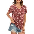 thumbnail image 4 of WUJINXIA Women's Blouses Summer Short Sleeve Shirts Casual Pleated Floral Tops, 4 of 7