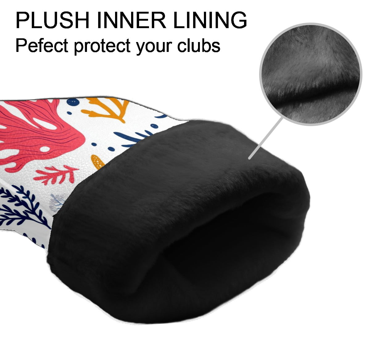Golf Club Covers PU Leather Waterproof Head Covers for Fairway Woods Hybrids Graffiti Coral Reef