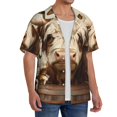 thumbnail image 3 of Kuqiui Butterfly Cow Barrel Print Men's Button Down Shirts Short Sleeve Casual Shirts Hawaiian Shirts Vacation Wedding Shirts with Pocket-X-Large, 3 of 5