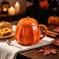 thumbnail image 2 of Twfbrm Halloween Ceramic Mug, Cute Pumpkin Shaped Ceramic Coffee Mug with Handle and Lid, Fall Decorative Pumpkin Mug, Creative Heat Resistant Ceramic Tea cup for Home, Office, Thanksgiving, 2 of 6