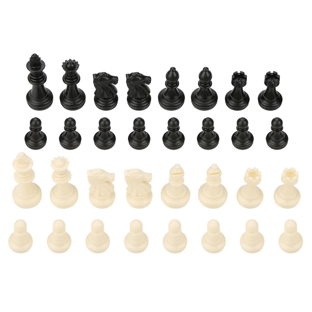 32 Plastic Chess Pieces Set With Felt Bottoms - 3.82" King, For 15-20" Boards, Includes Storage Bag
