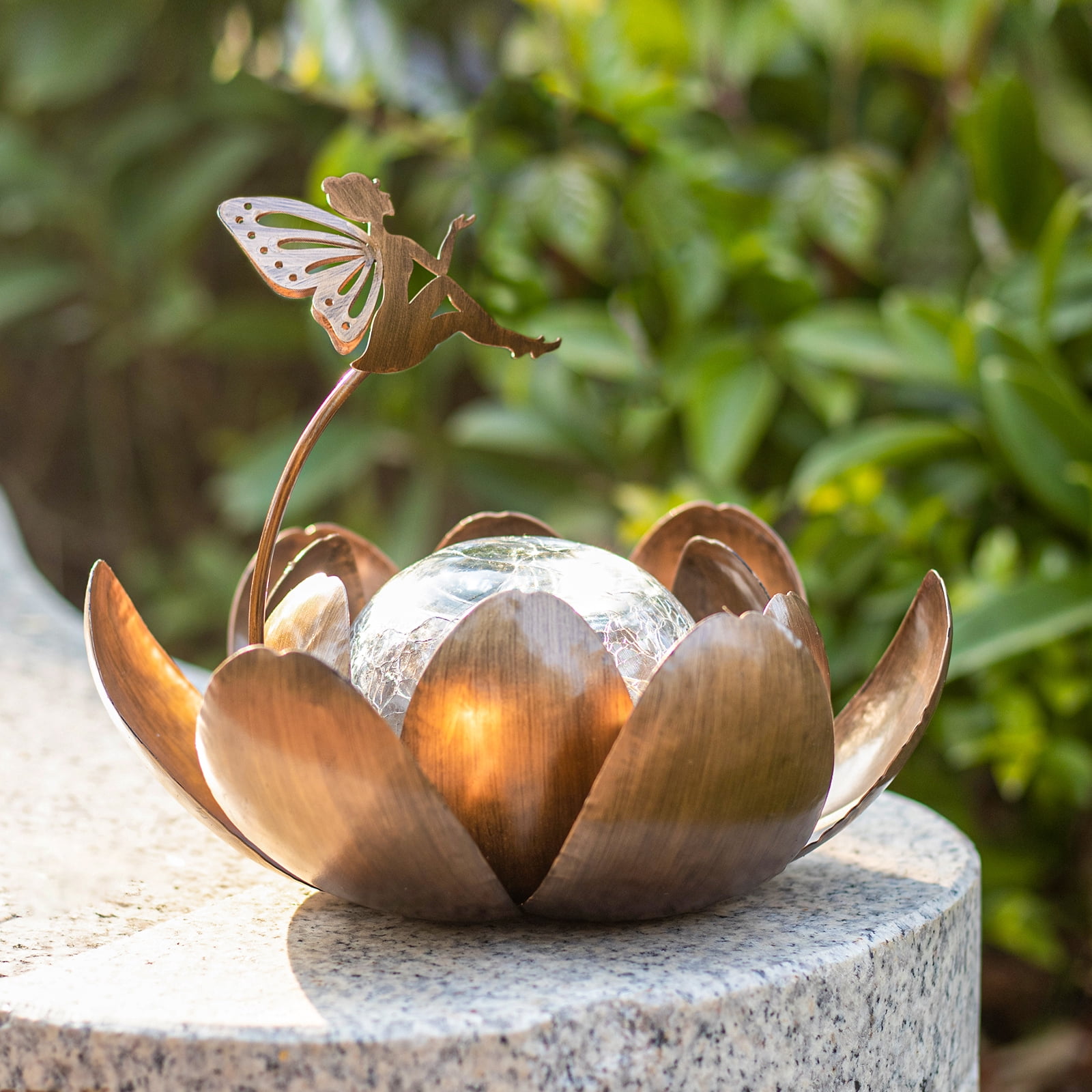 Wonder Garden Solar Lotus Light Decor Outdoor Fairy Garden Lights,Lotus Metal Flower Light for Pathway, Patio, Yard, Walkway