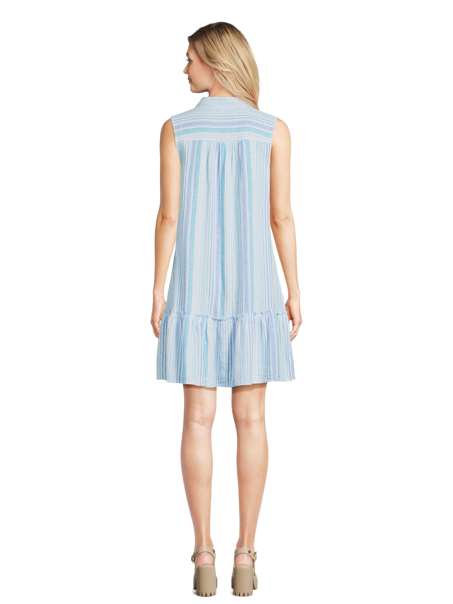 Time and Tru Women's and Women's Plus Sleeveless Shirt Dress, Sizes XS-4X