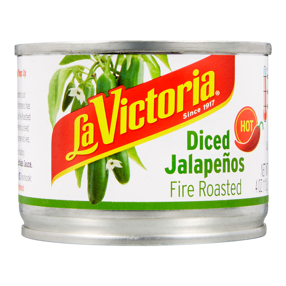 La Victoria Fire Roasted Diced Jalapeños Hot, 4 Ounce